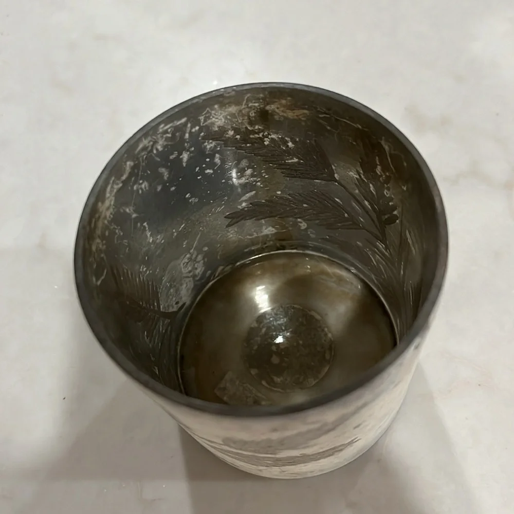 Creative Co-Op Glass Votive Holder with Etched Leaf Pattern/NWOT
